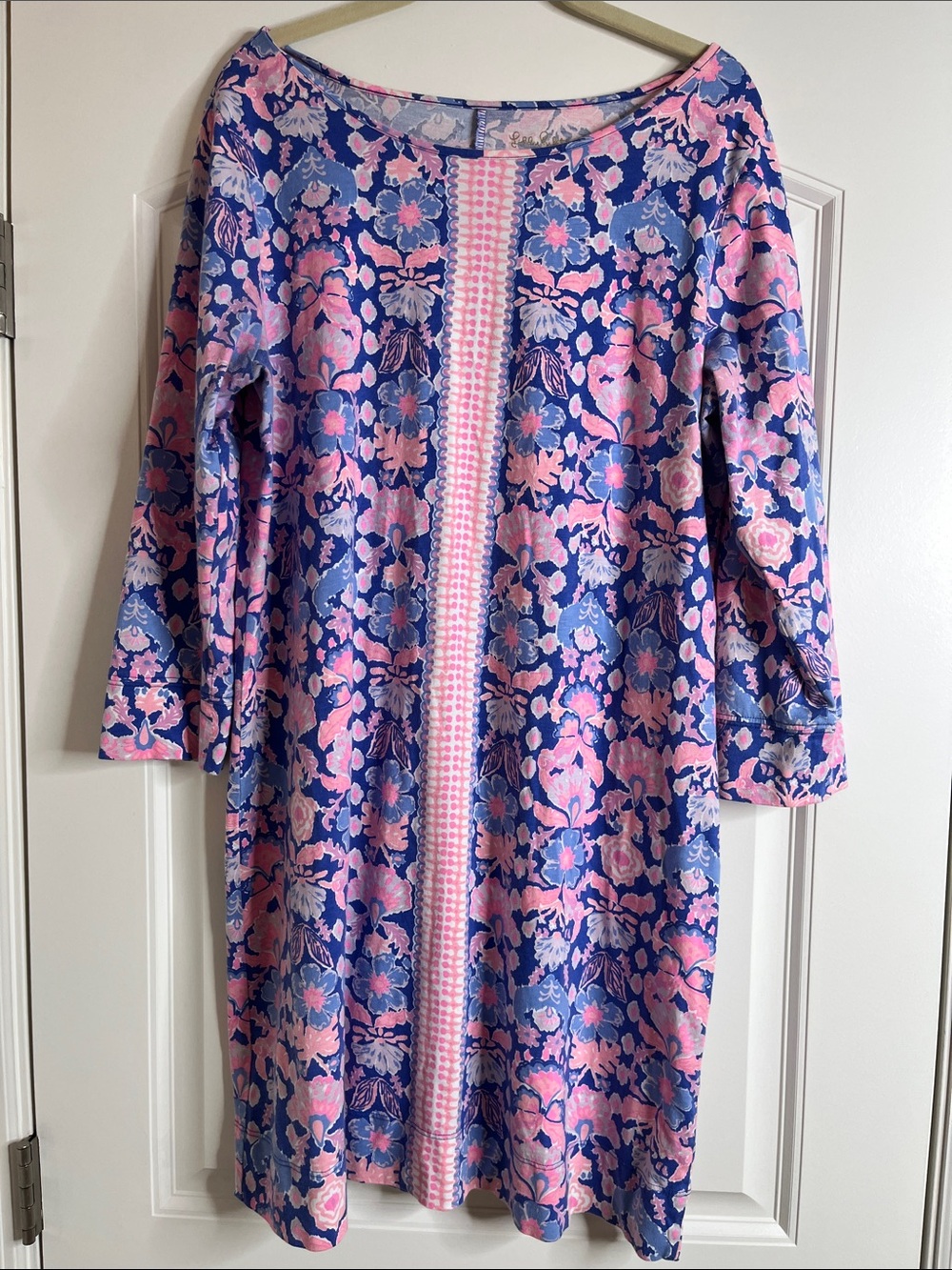 Lily Pulitzer-Marlowe Dress-Pink and Blue Floral Shift Dress-XL